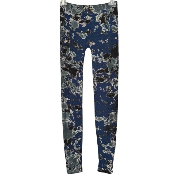 Bravado One Size Blue Marble Leggings S/M Stretch Lounge Pants - Picture 2 of 5